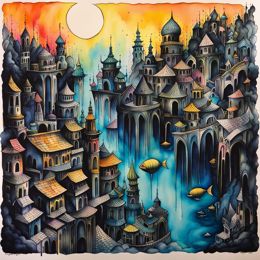 Surreal Underwater Cities in Dreamcore Style