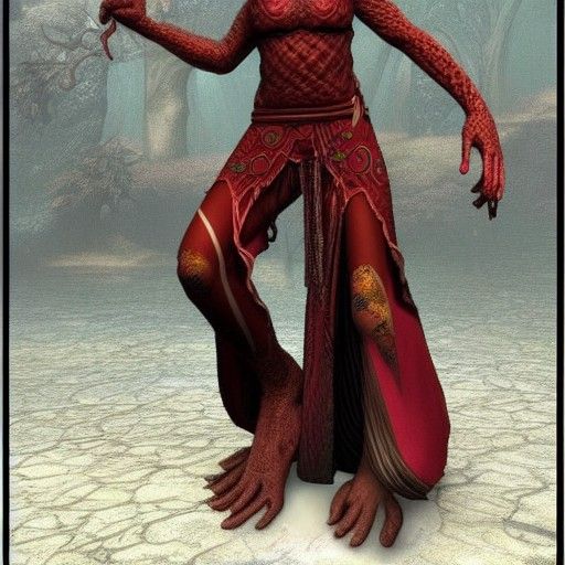 Yuan-ti Snake-Skin Woman Rogue Monk: Hyperdetailed Fantasy