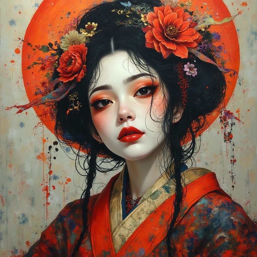 Abstract Maximalist Korzymeck Geisha Goddess