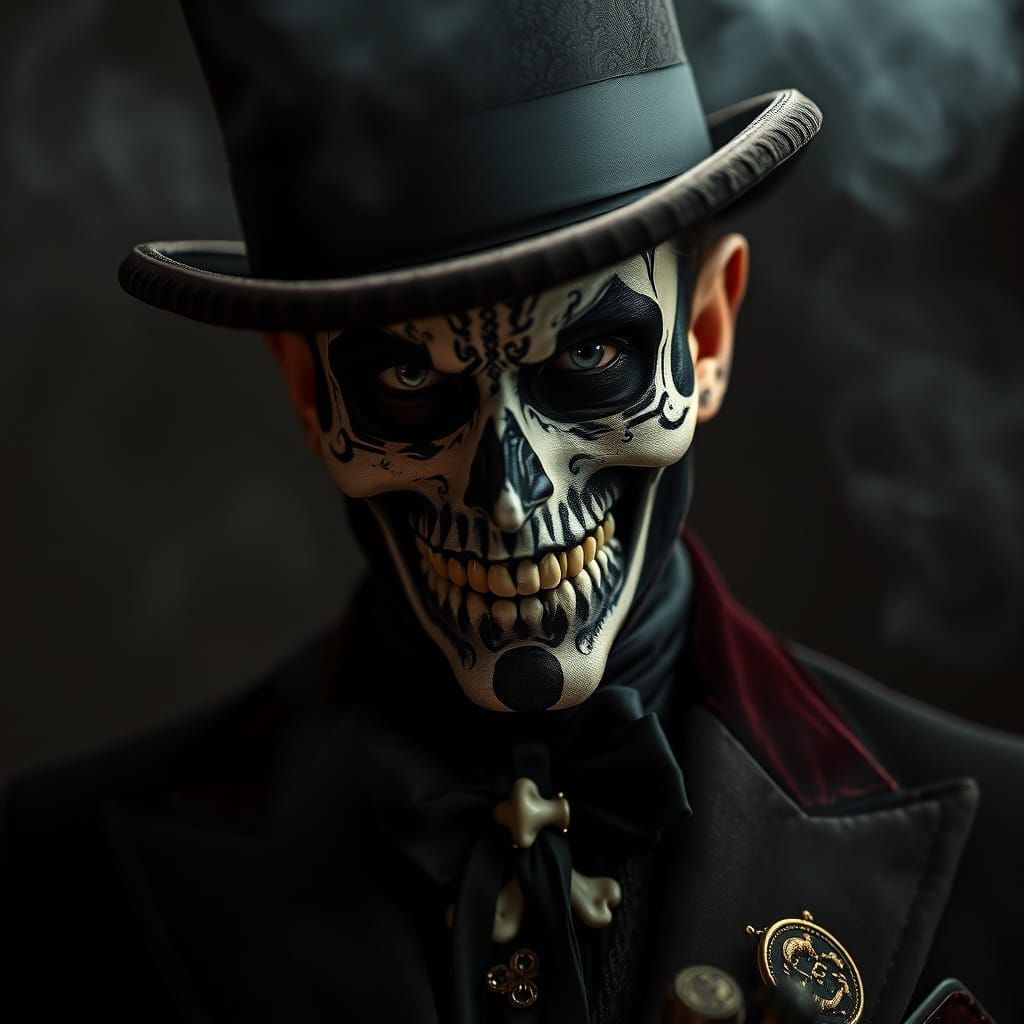 Elegant Aristocrat with Sinister Smile in Dark, Moody Portra...