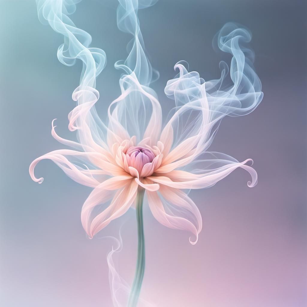 Pastel Flower Made of Smoke: Delicate Art