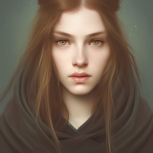 Beautiful Girl Portrait in Hyperdetailed Style