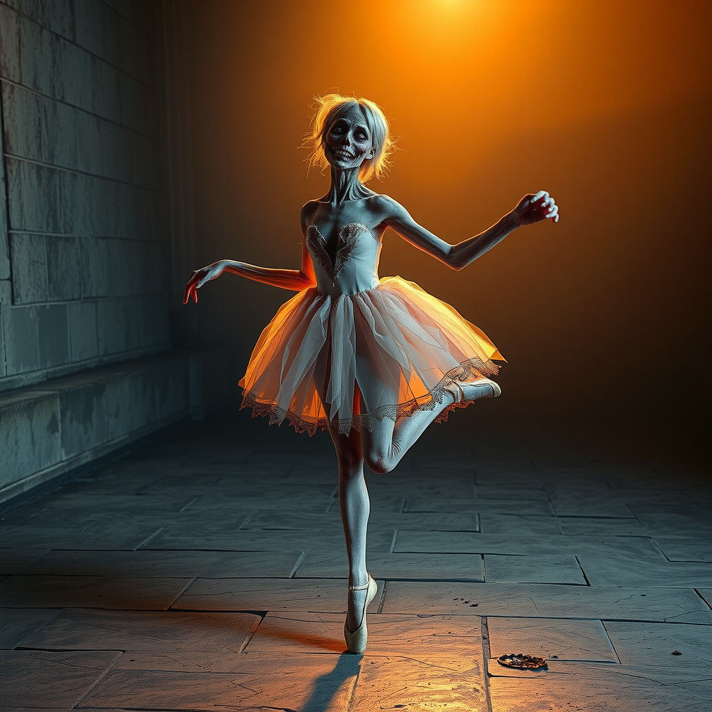 Zombie ballerina on tip toe