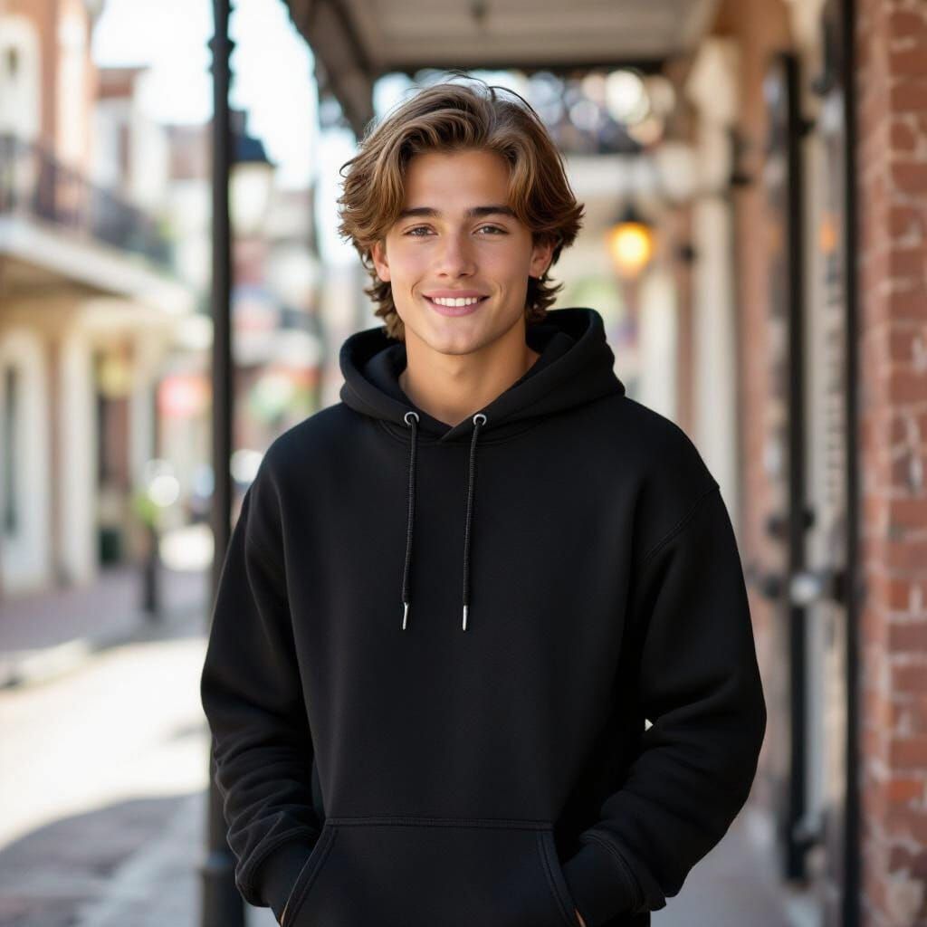 Boy Posing on New Orleans Balcony in Natural Light