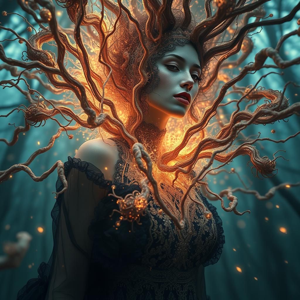 Woman Explodes in Mycelium Network with Forest Exposure