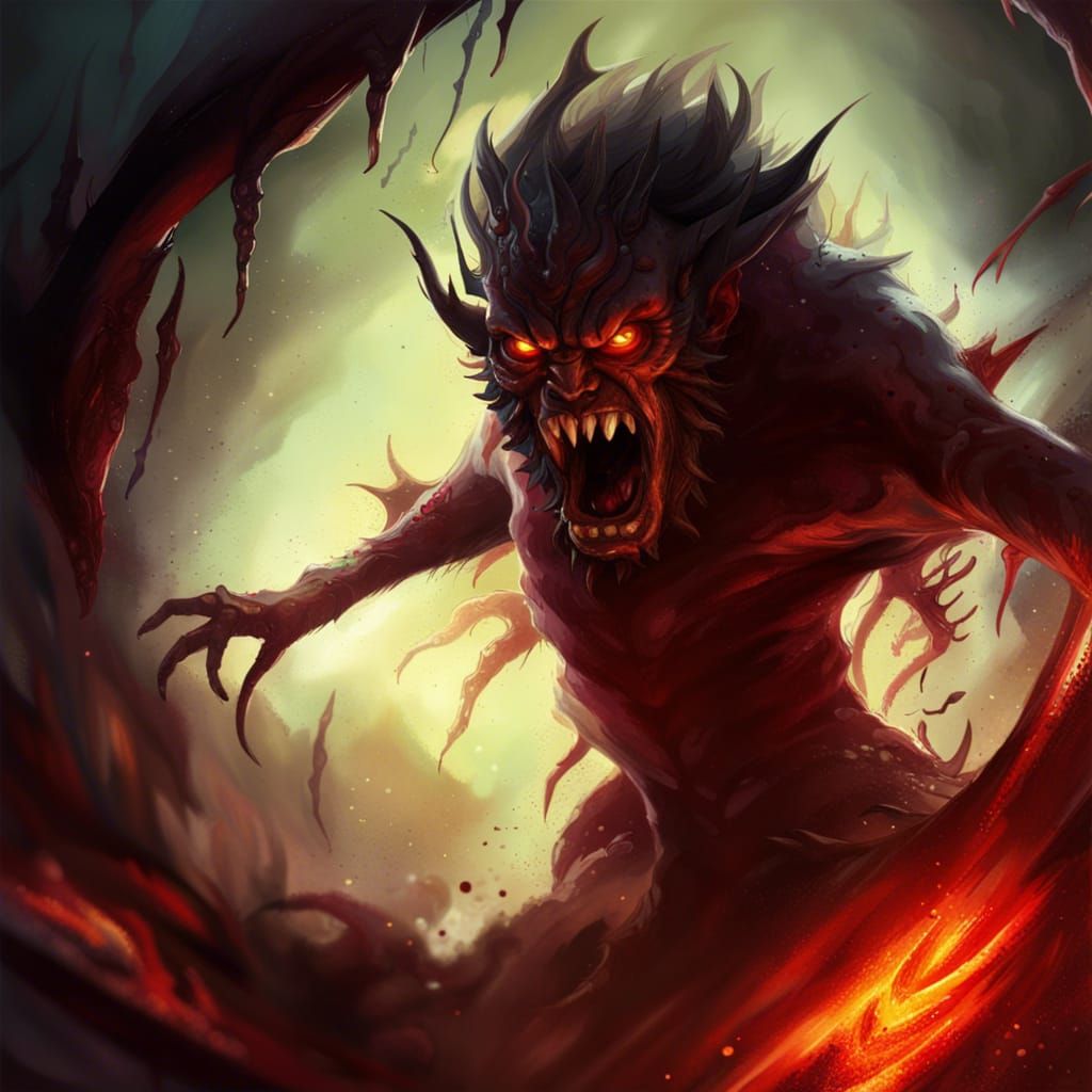 Hyperrealistic Demon Face Close-Up Nightmare