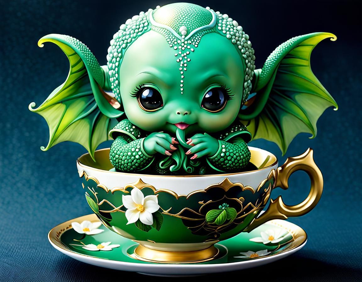 Chibi Cthulhu in Teacup: Manga Fantasy Art