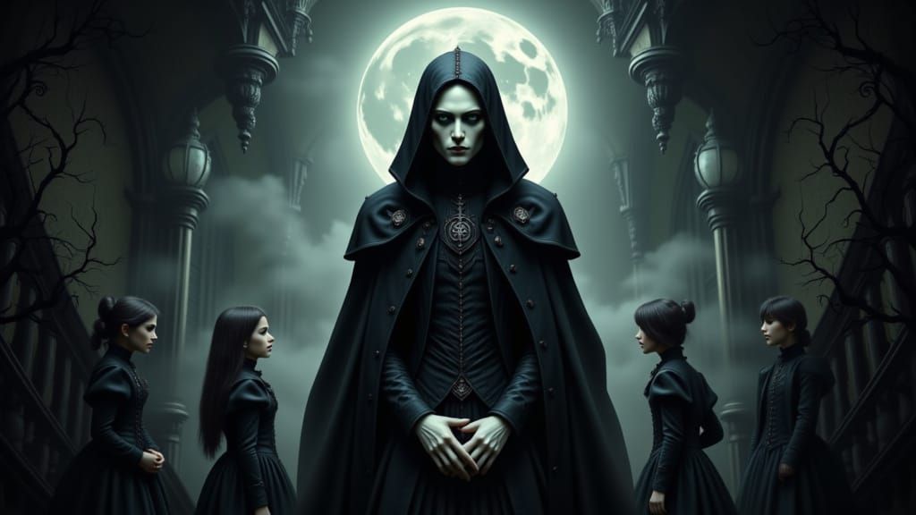 Gothic Figure Whispering in Shadows: A Dark Fantasy