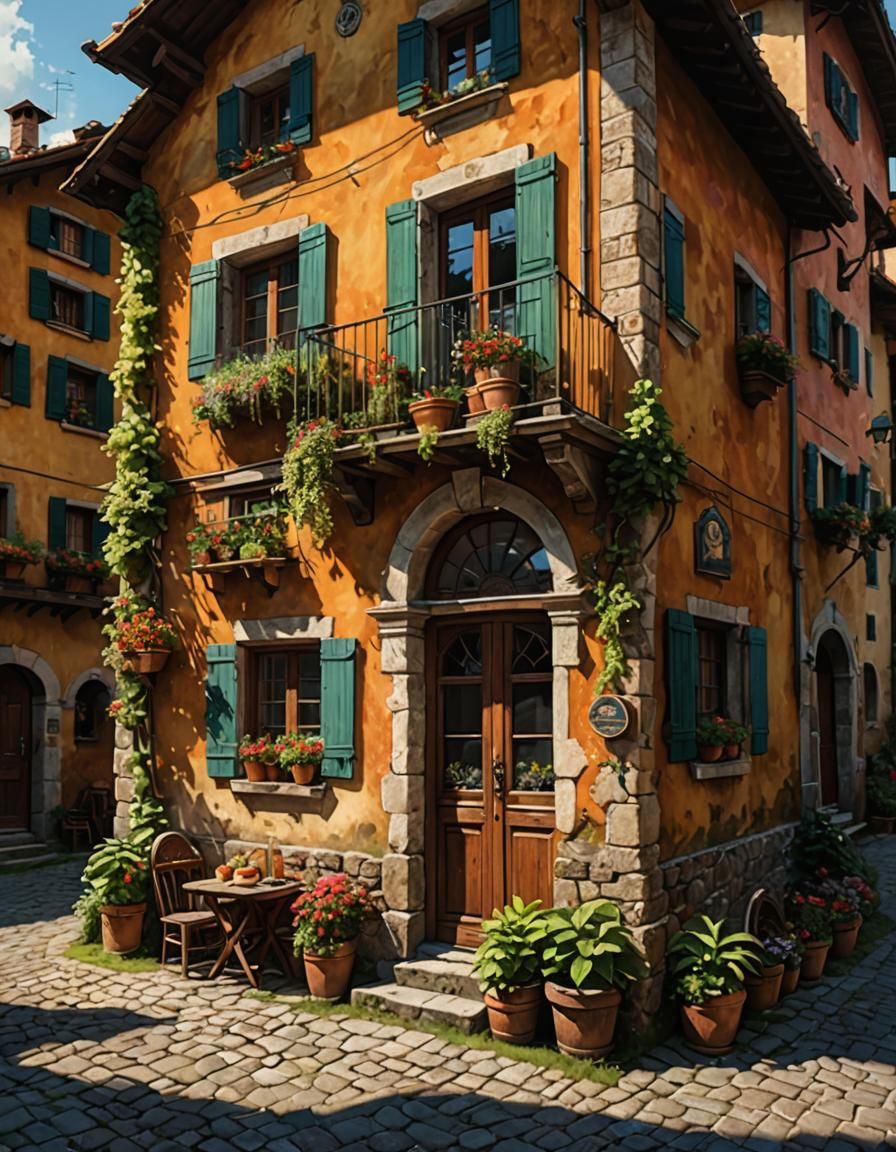 Rustic Lombardy House on Flower Meadow