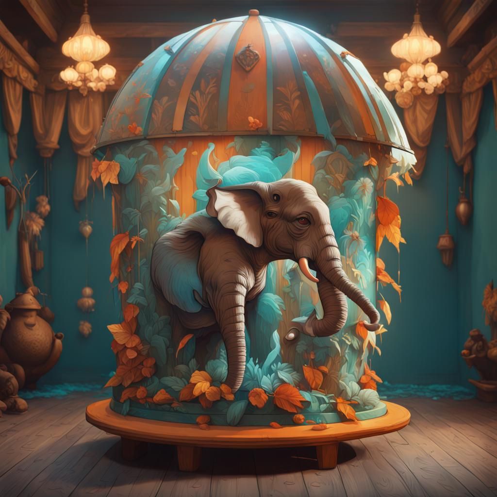 Hyperdetailed Toy Box with Animals in Art Nouveau Style