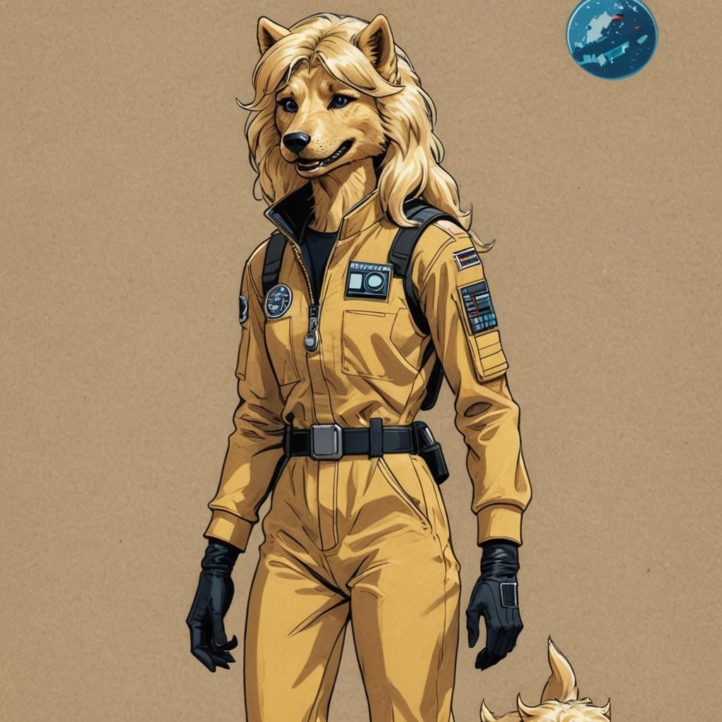 Vintage Illustration of Canine Star Wars Pilot