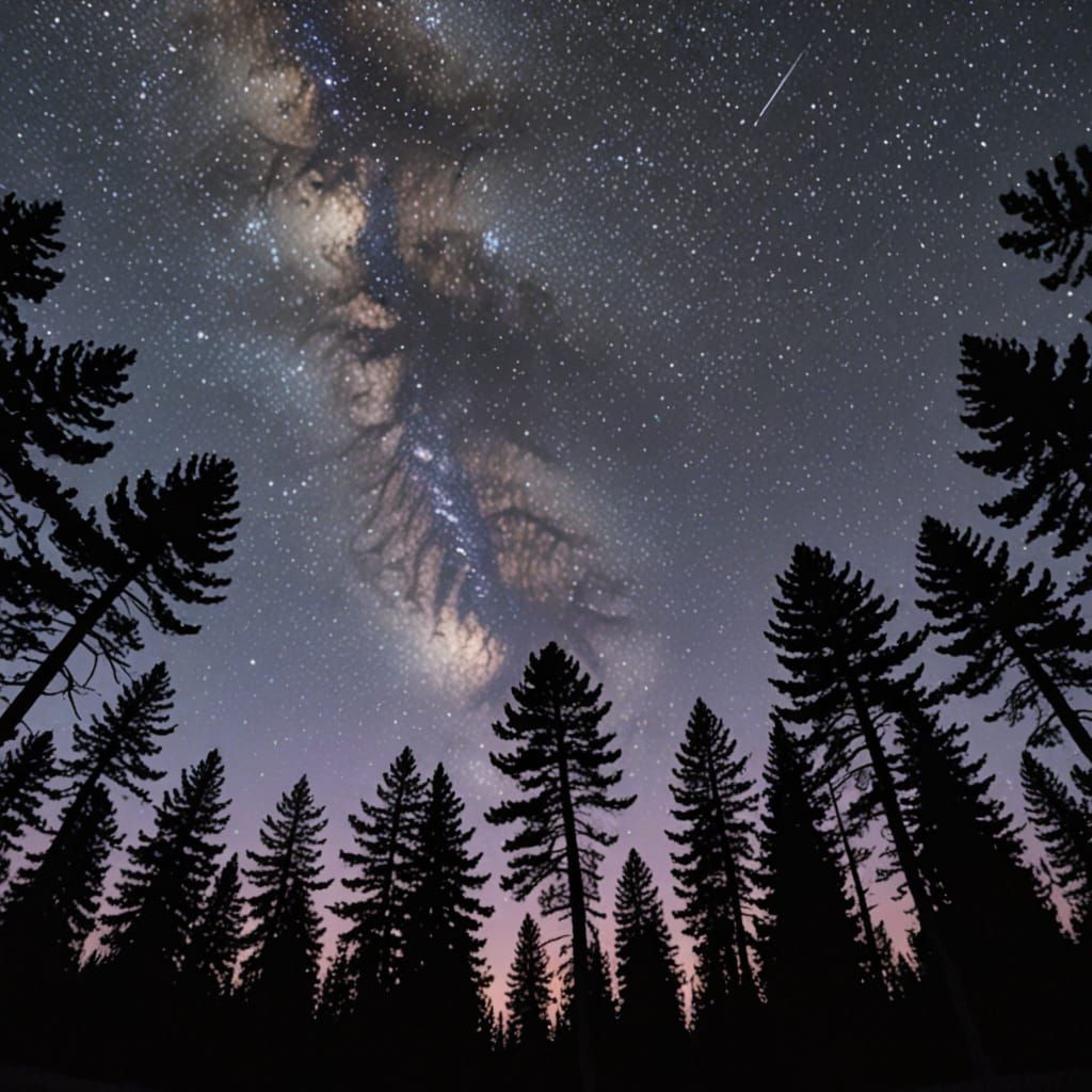 Twilight Jack Pine Forest Under Starry Sky