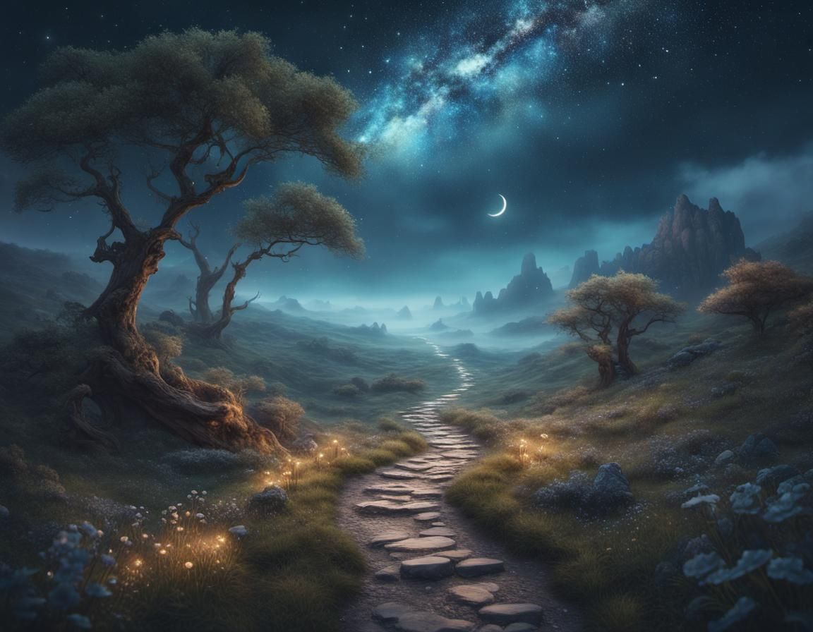 Ethereal Fairytale Path to the Stars: Hyperdetailed Fantasy