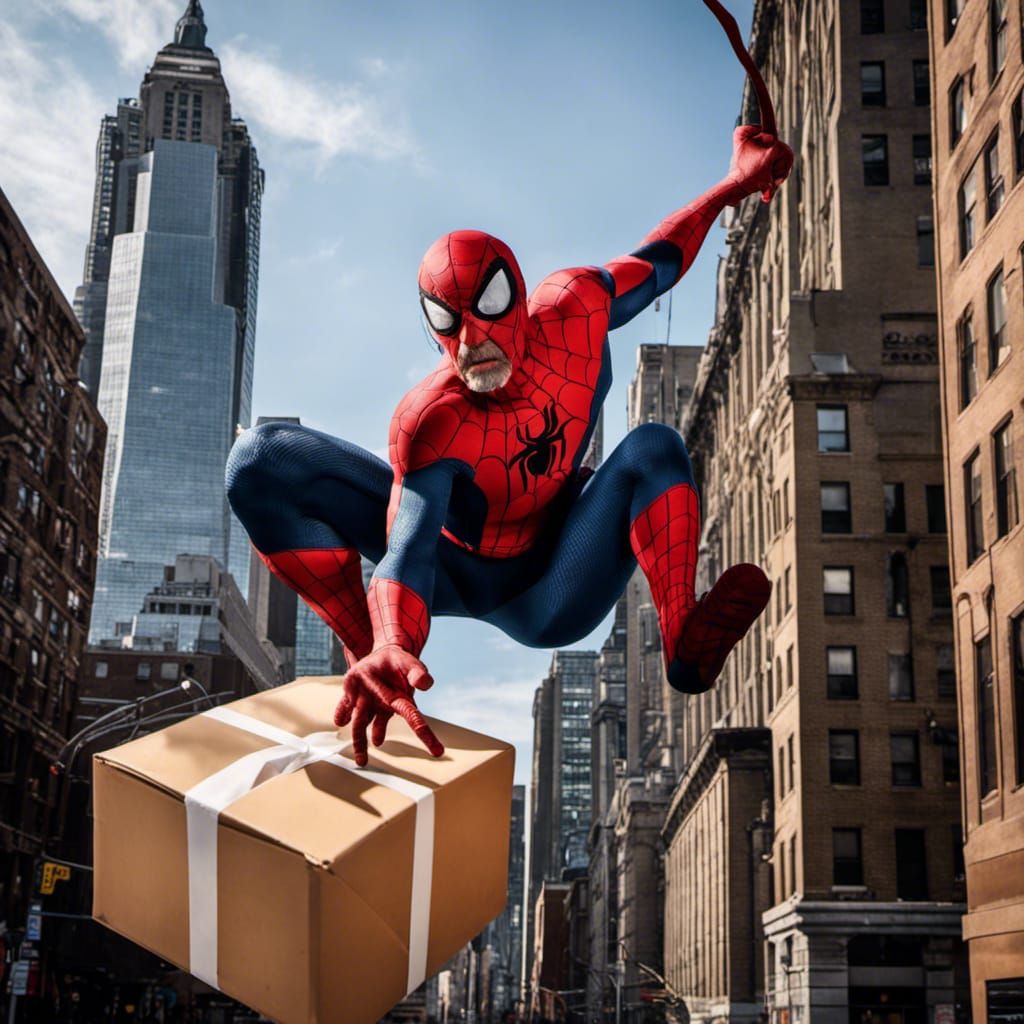 Old Man Spider-Man Delivers Packages