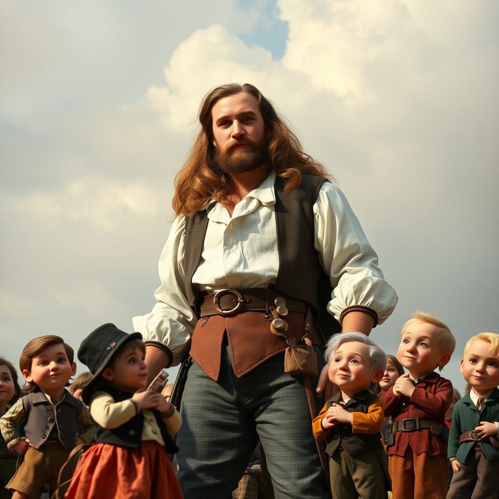 A beefcake lightly dressed hot young Gulliver, 18th century,...