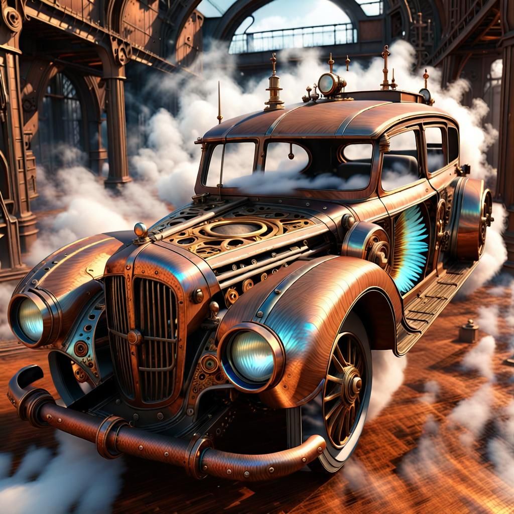 Rusty metallic Steampunk Car