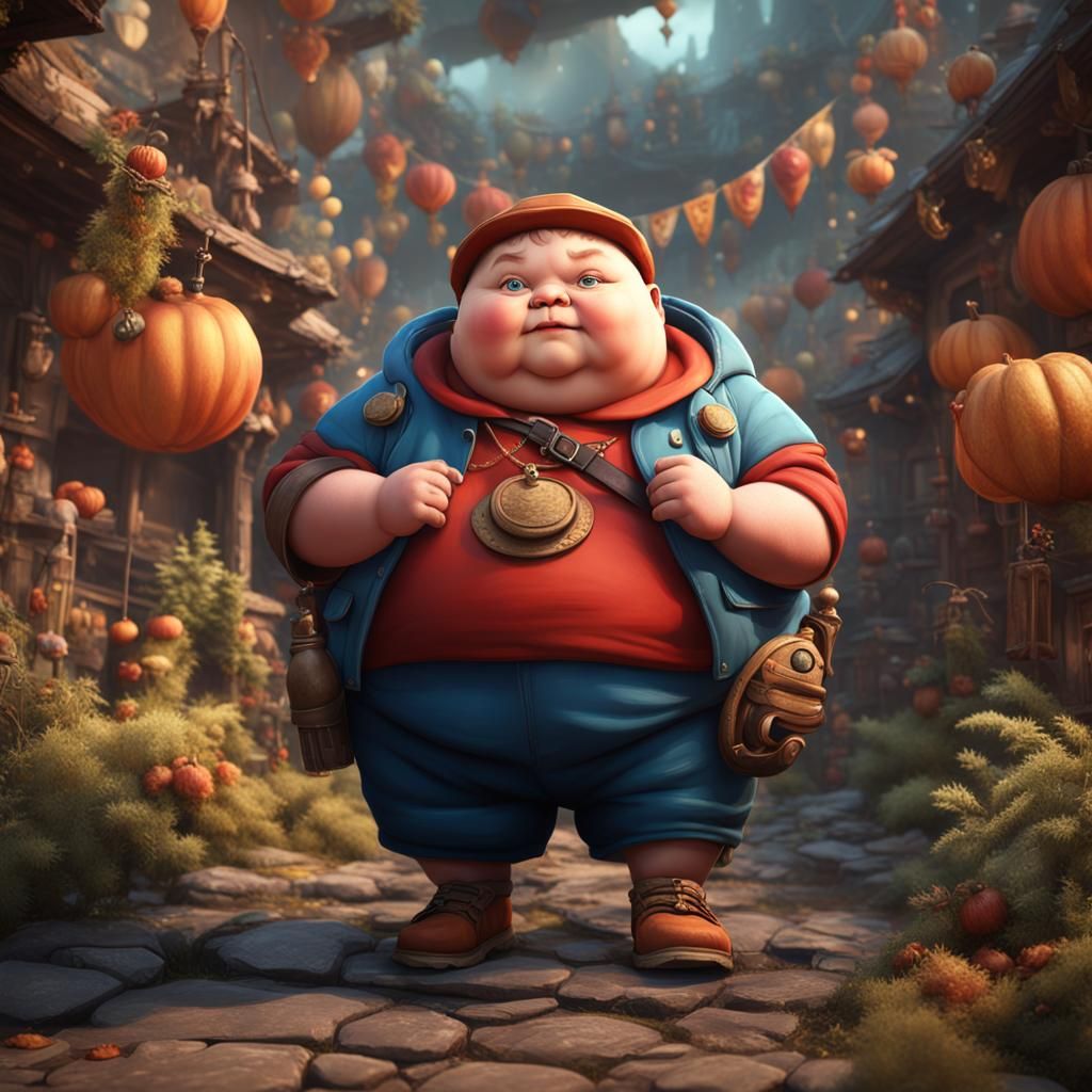 Chubby Cheeked Boy in Detailed Matte Painting