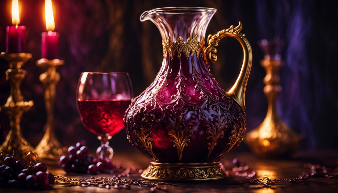 Gothic Blood Wine Poured in Candlelight
