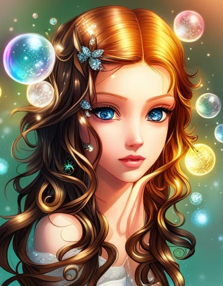 Anime Elf Portrait with Sparkling Details and Lights