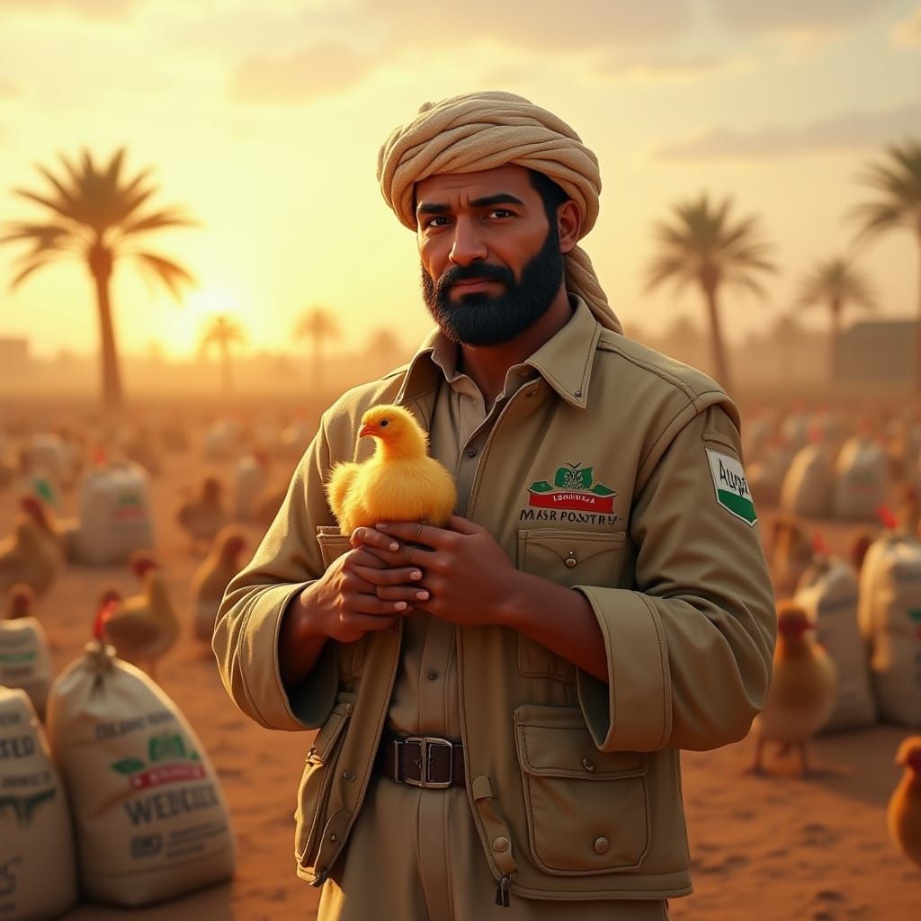 Egyptian Farmer Semsem Stands Proud in Front of Poultry Farm