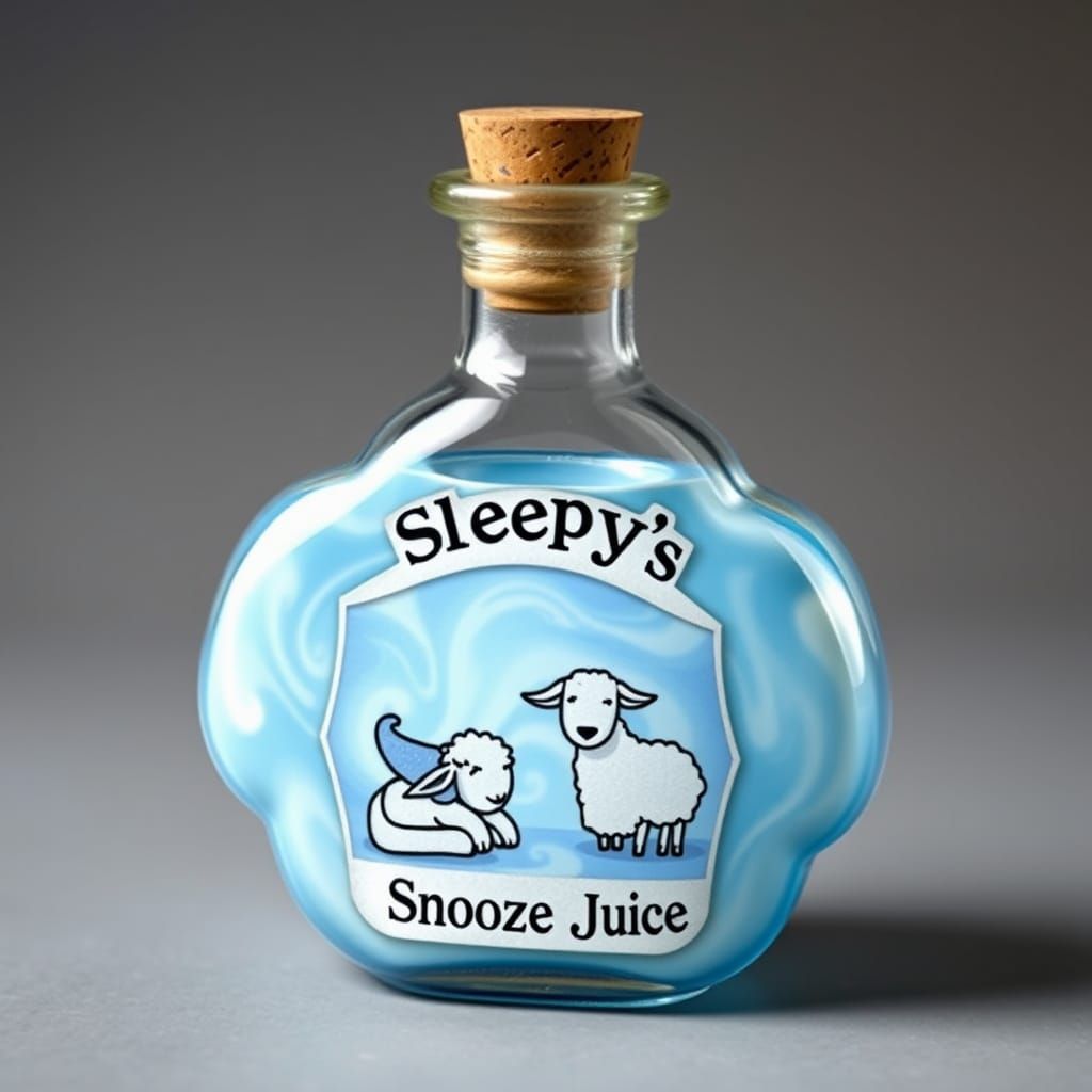 Whimsical Cloud Bottle with Sleeping Elf and Sheep
