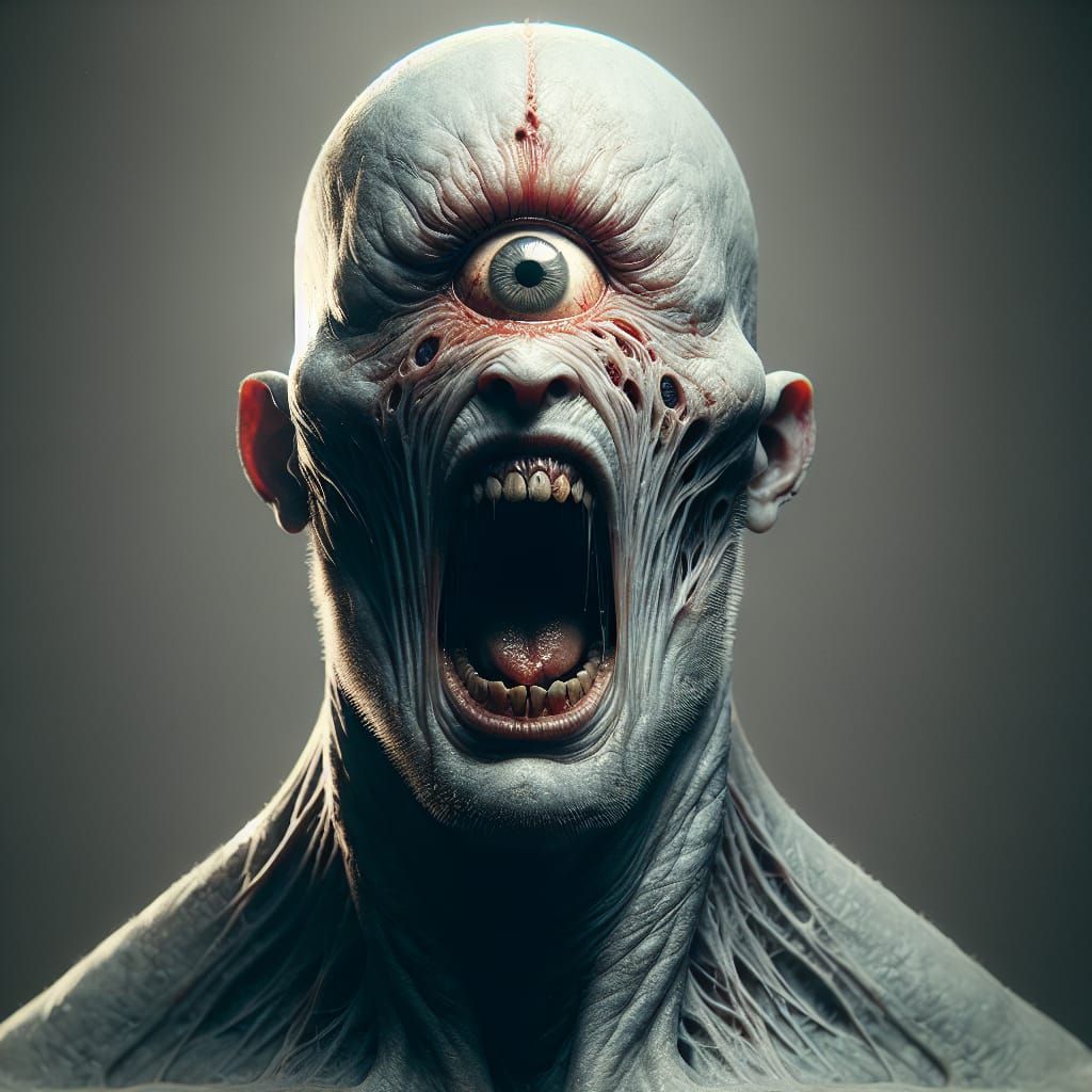 Horrifying Cyclops Portrait in Hyper-Realistic Detail