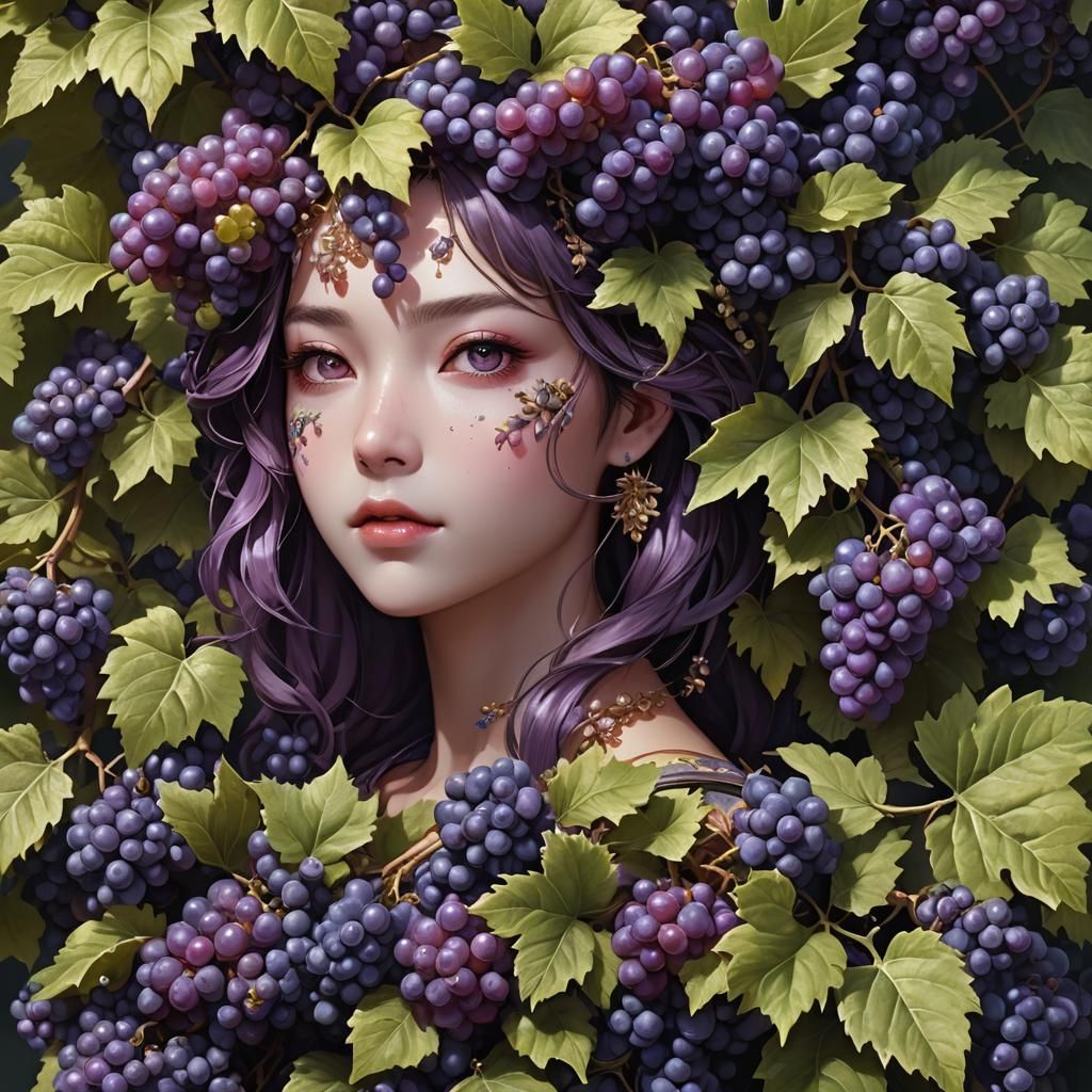 Grapevine Goddess: A Matte Painting in Fantasy Art Style