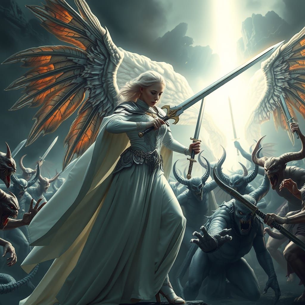 Angel vs Demons: Epic Battle in Gothic Style