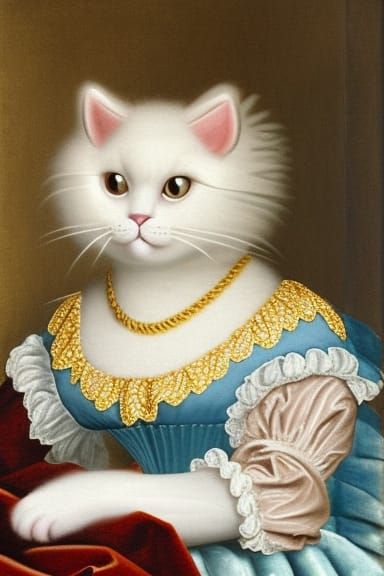 Noblewoman with Cat in Renaissance Painting Style