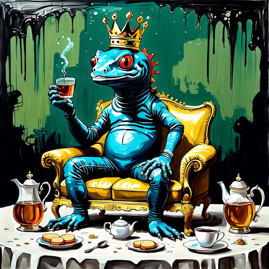 Salamander Tea Party in Basquiat Style