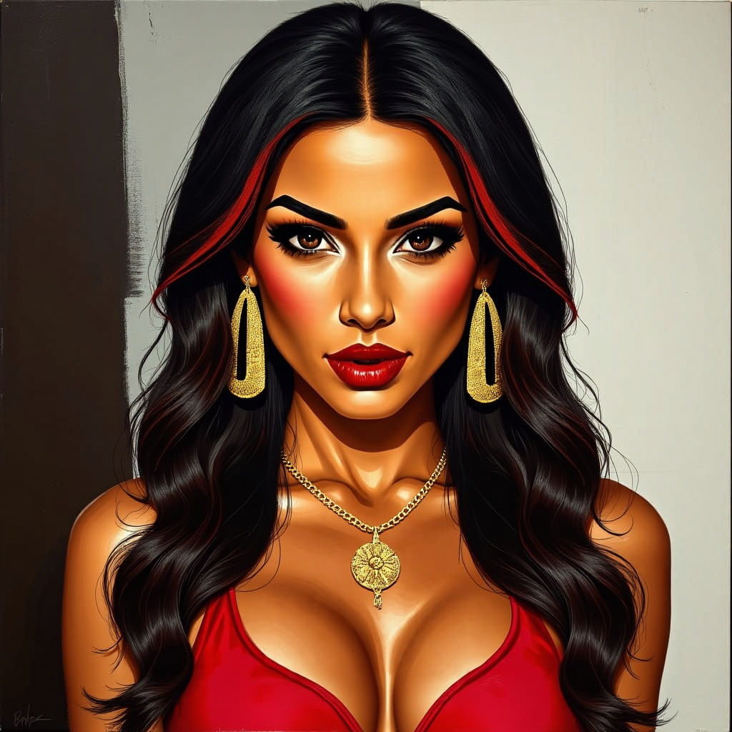 Latina Woman Portrait in Expressive Style