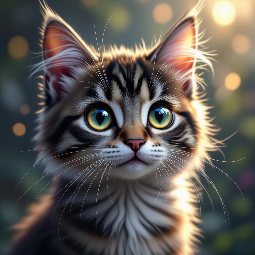 Silky Cat with Doe Eyes in Fantasy Art Style