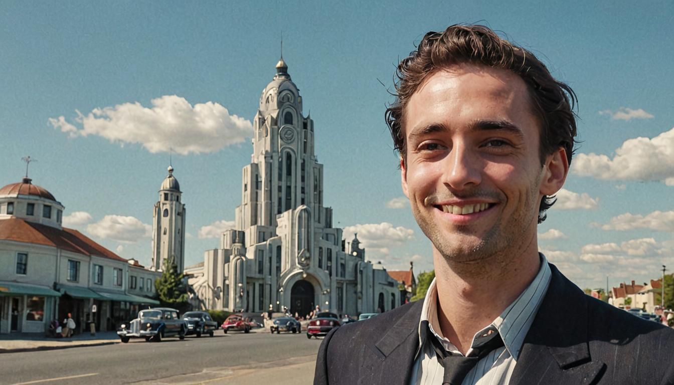 Smiling Man in Art Deco Style