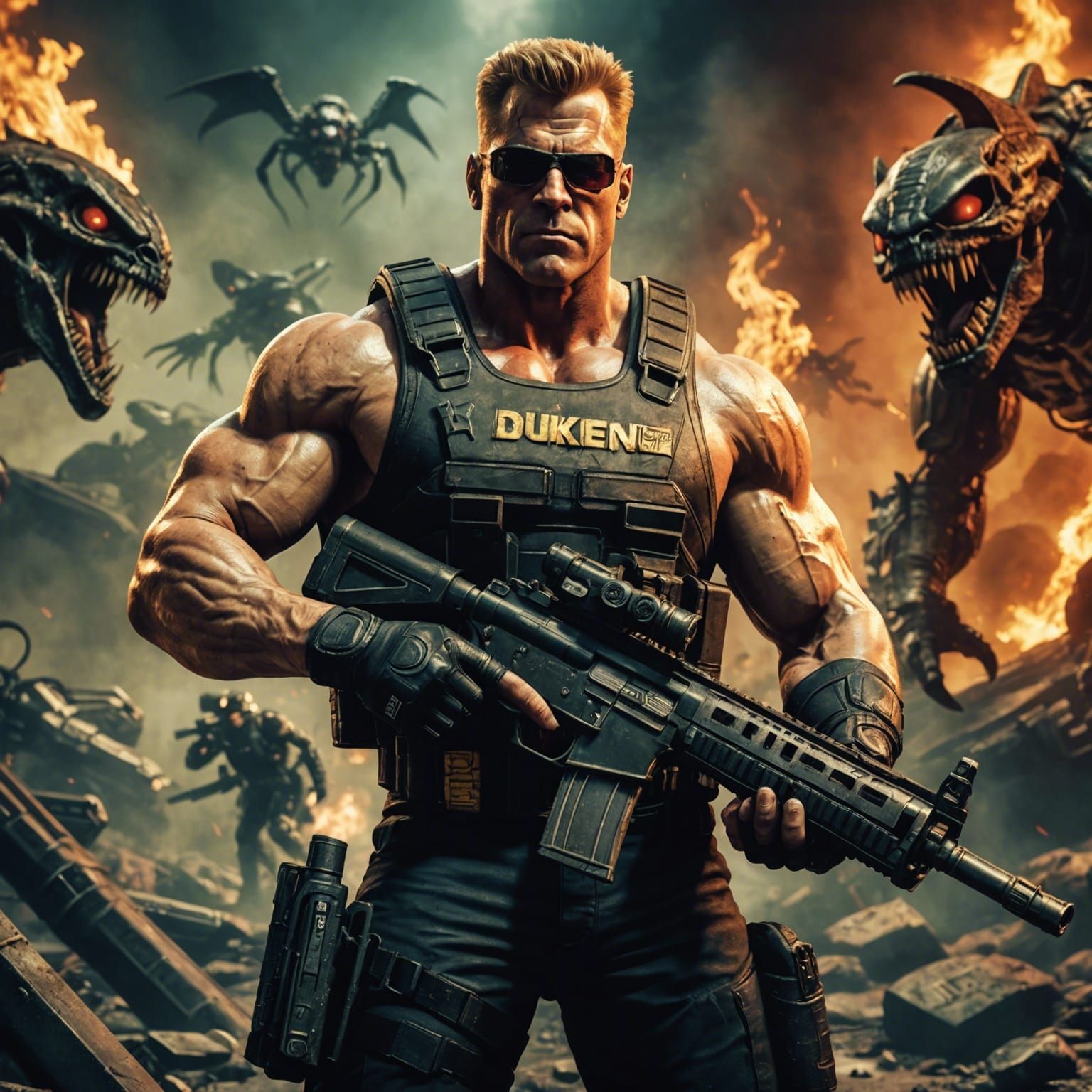 Duke Nukem Inspired Character in Helldivers Style