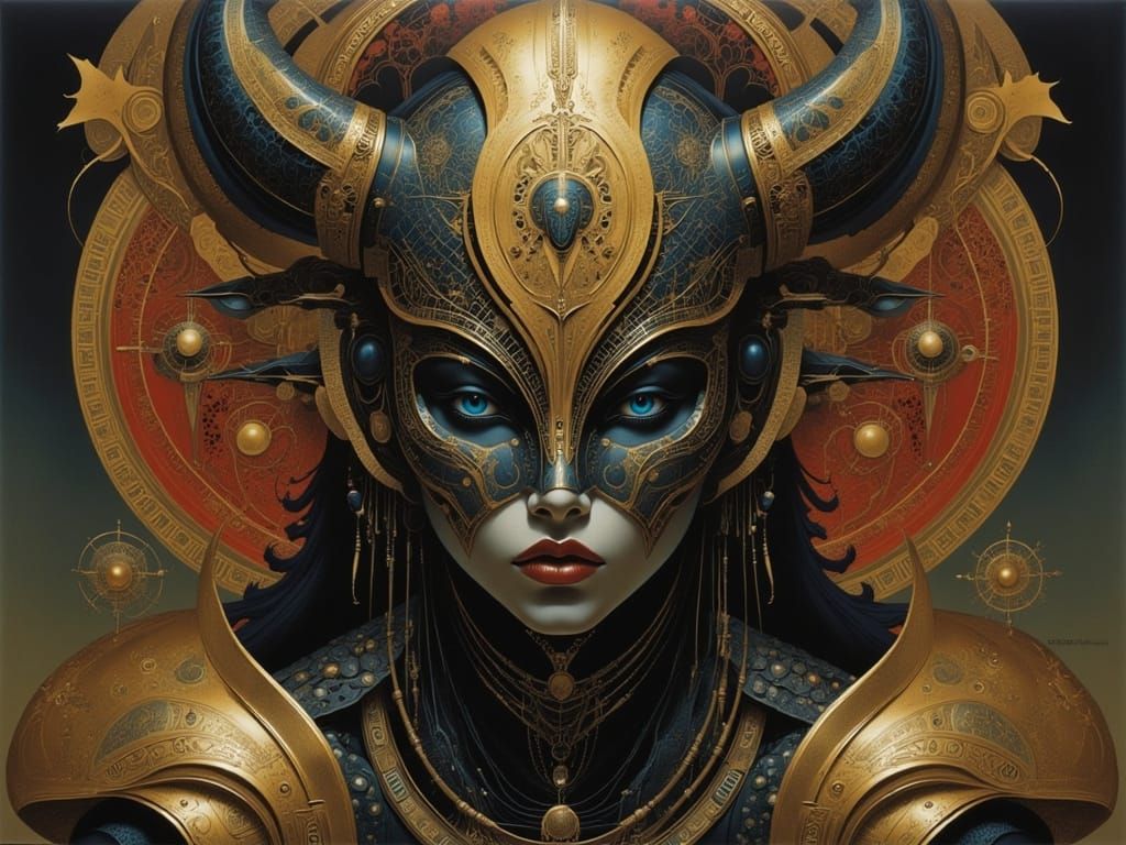 Menacing Alien Warrior in Ornate Tribal Armor