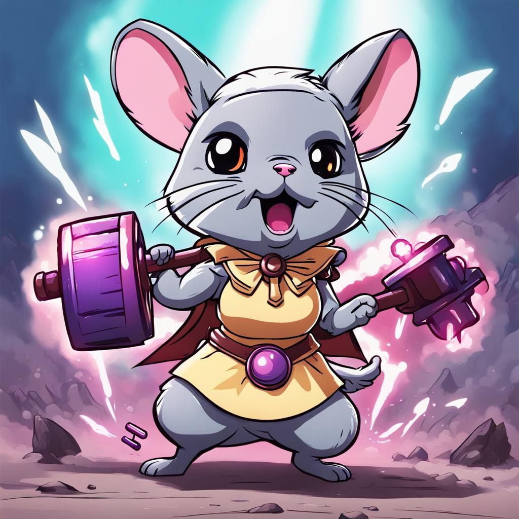 Magical Girl Chinchilla Summons Cartoon Hammer
