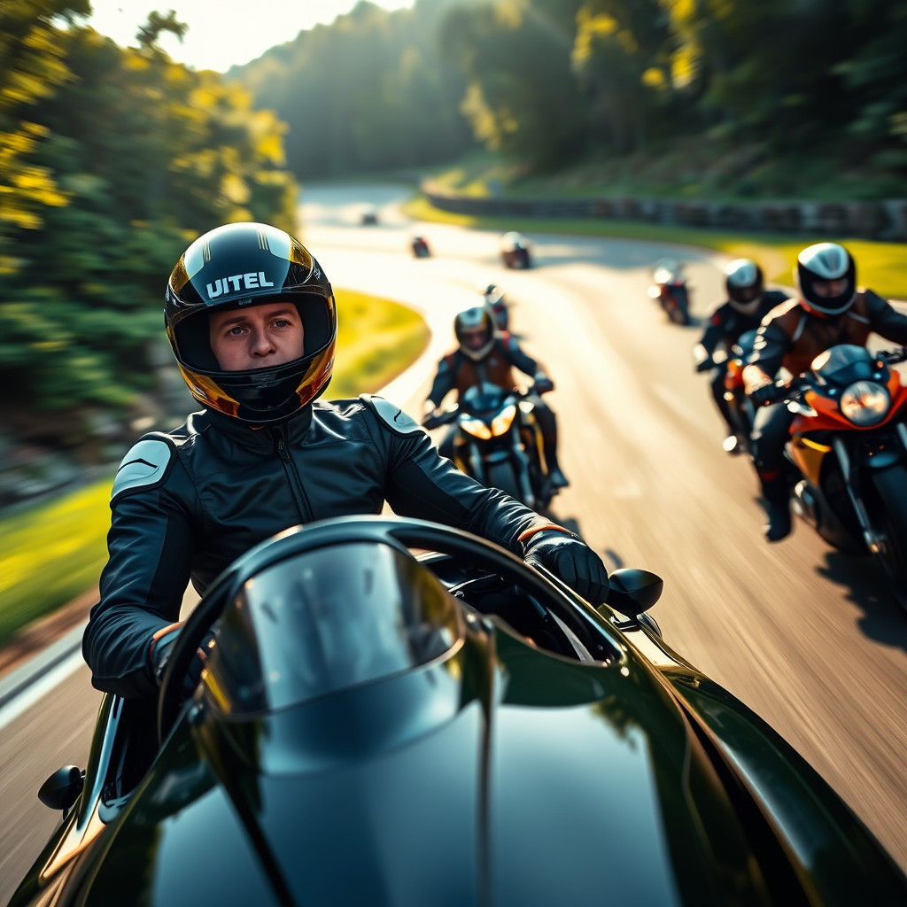 High-Speed Car Race with Motorbikes