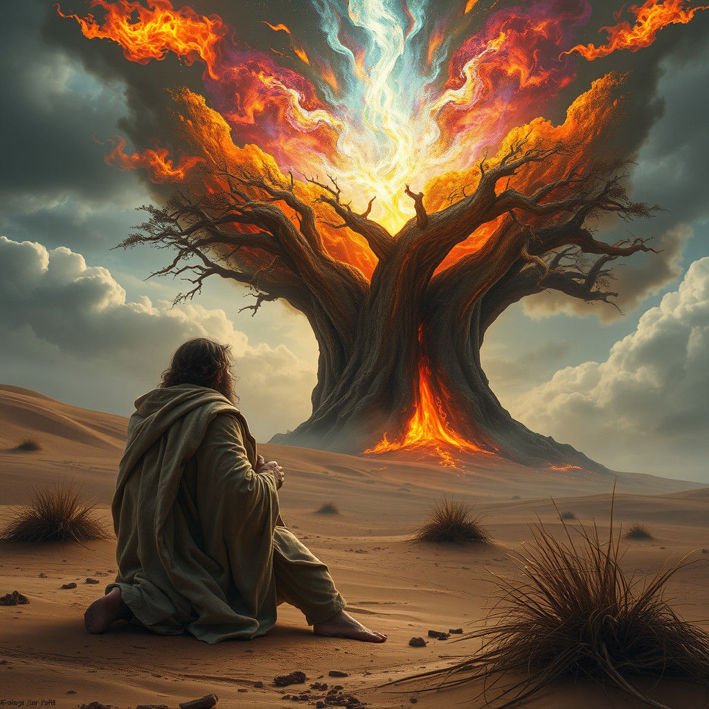 Moses and the Burning Bush: Fantasy Concept Art