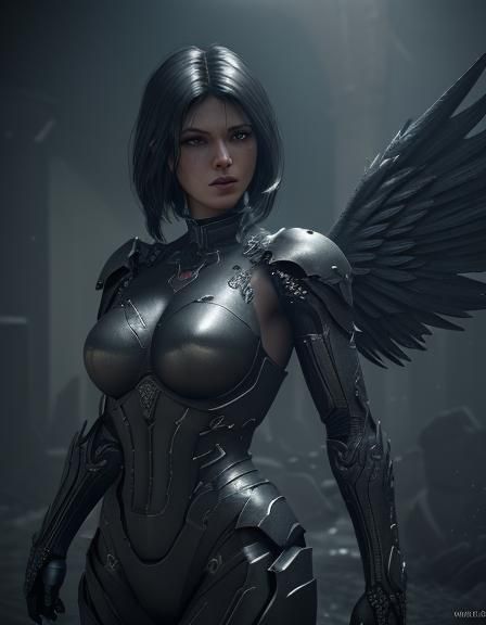 Epic Dark Angel in 3D Game Cinematic Style