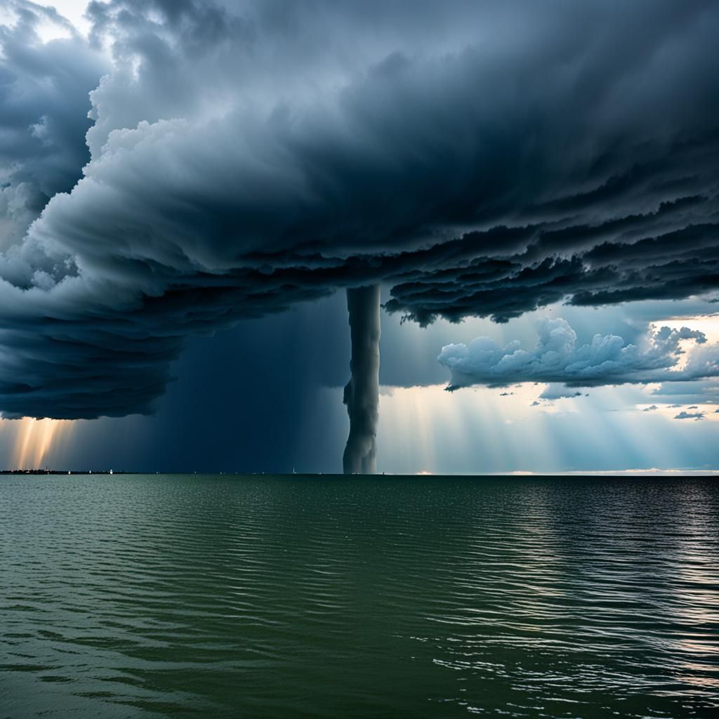 Waterspout Forms on Lake Erie During Storm