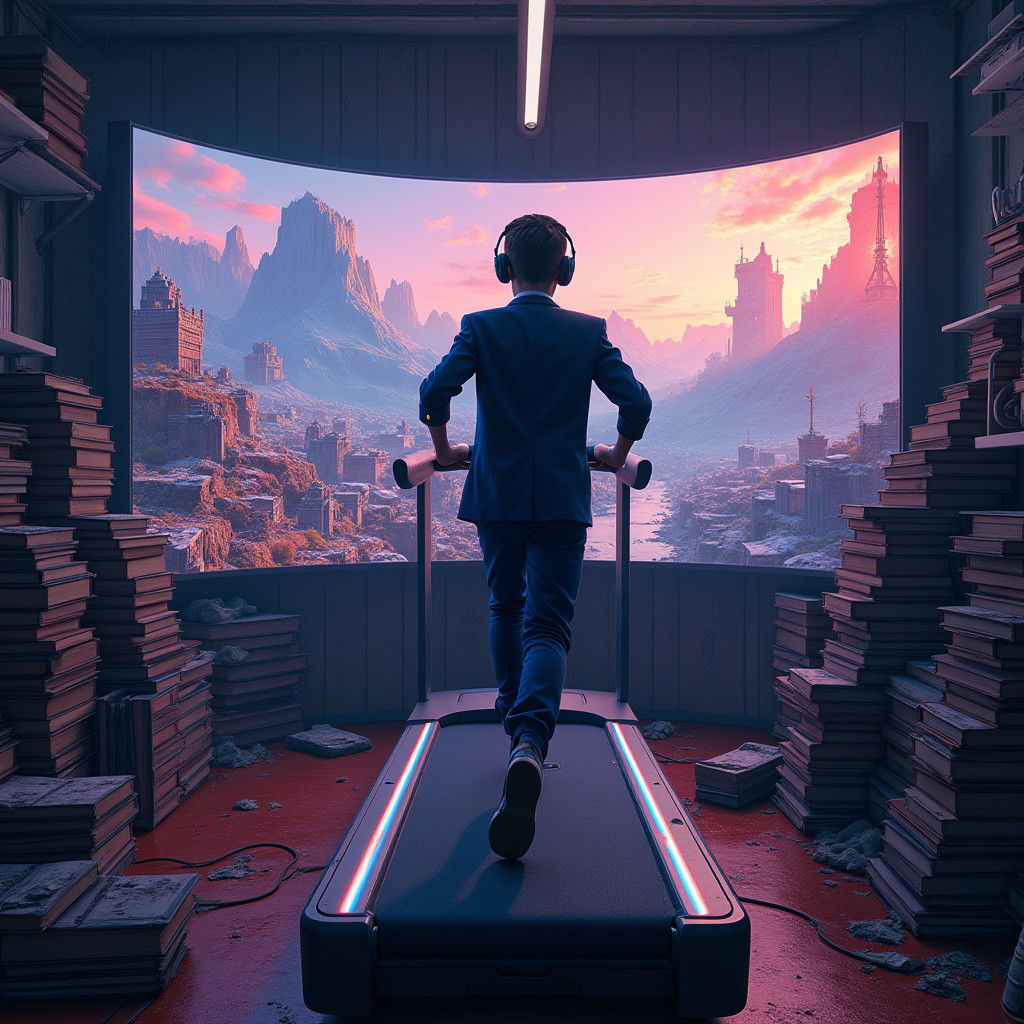 Boy in Futuristic VR School, Matte Painting