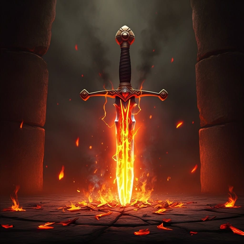 Sword of Unyielding Resolve Stuck in Ancient Stone