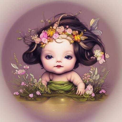 Chibi Forest Duck Portrait in Rococo Style