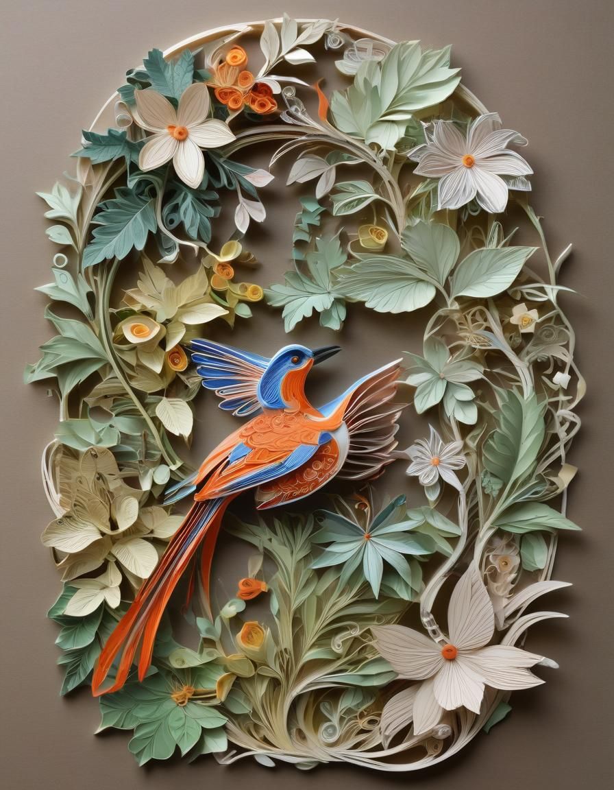 Intricate Botanical Paper Art in Victorian Style
