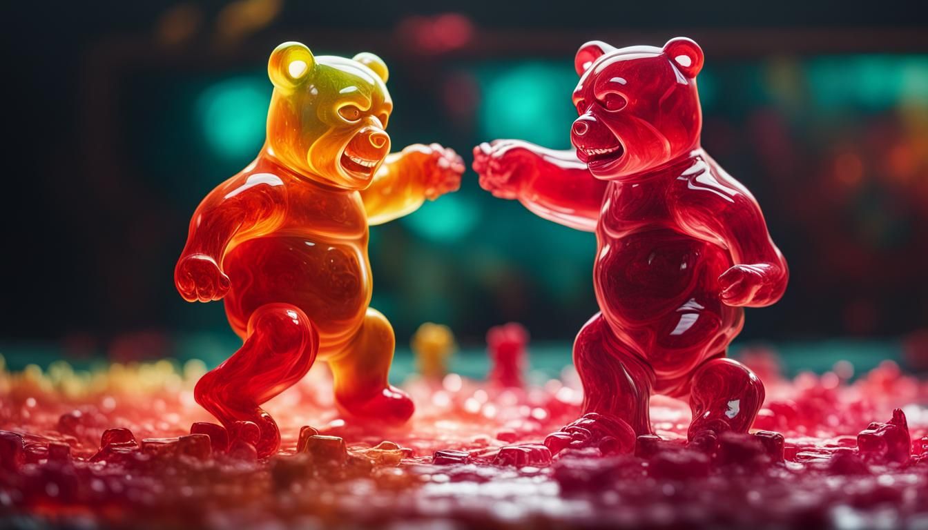 Gummy bears playing