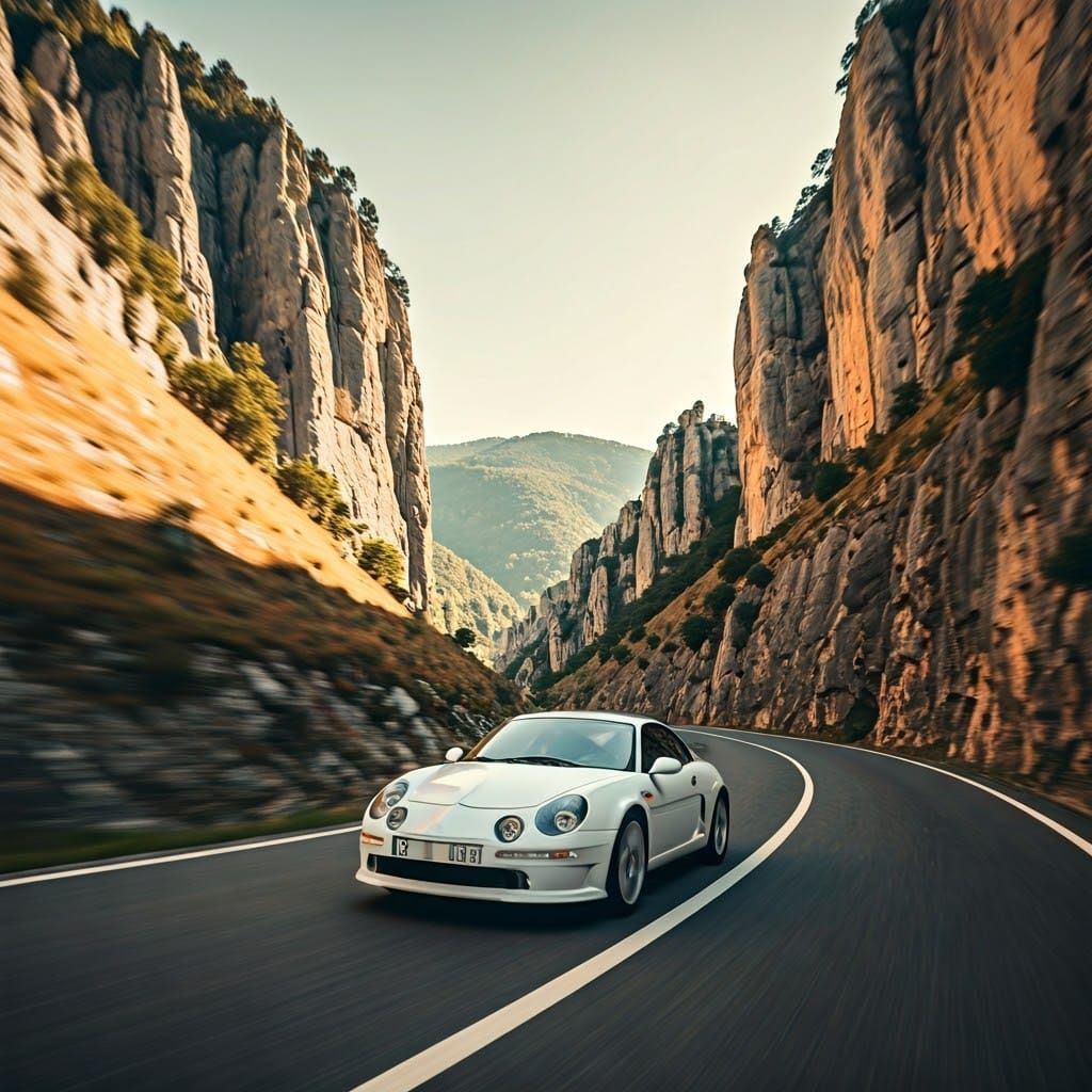 A 2000 White Alpine A 610 Speeds Through Sun-Drenched Ardèch...