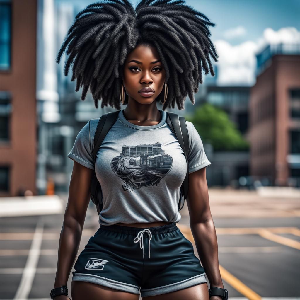Beautiful Anime Woman in Charlotte, Hyperrealistic Photo