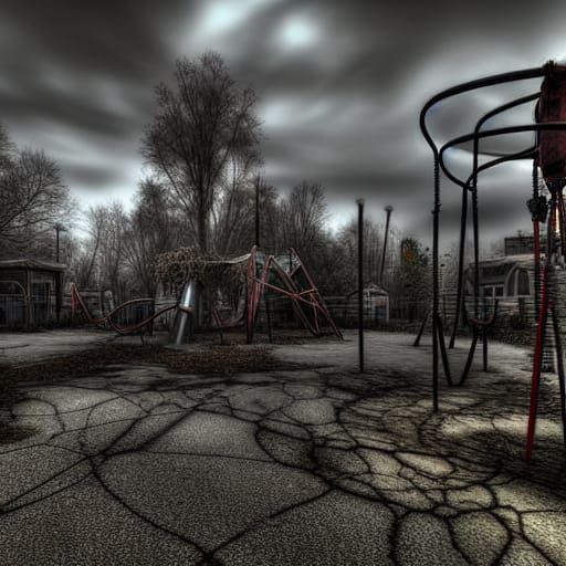Creepy Post-Apocalyptic Playground in Photorealistic Style