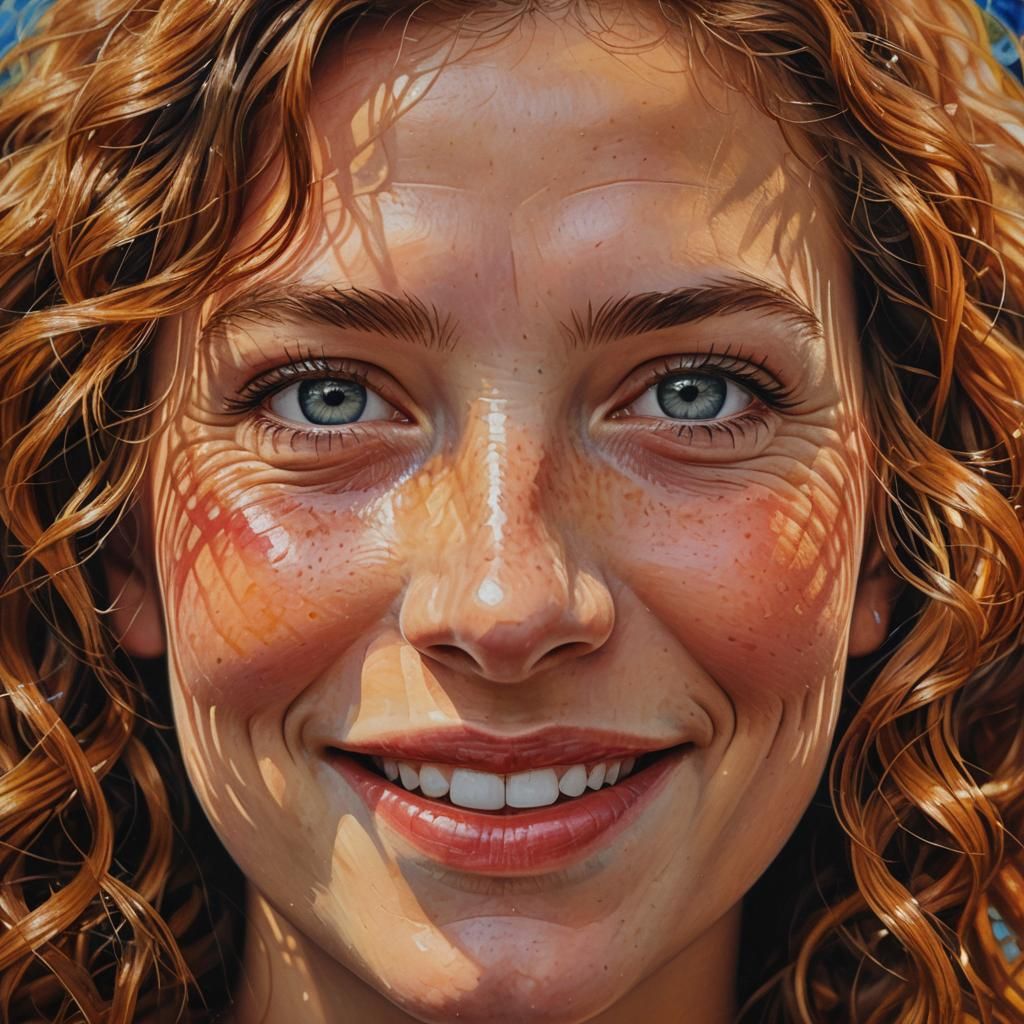 Radiant Woman Portrait in Vivid Oil Paint