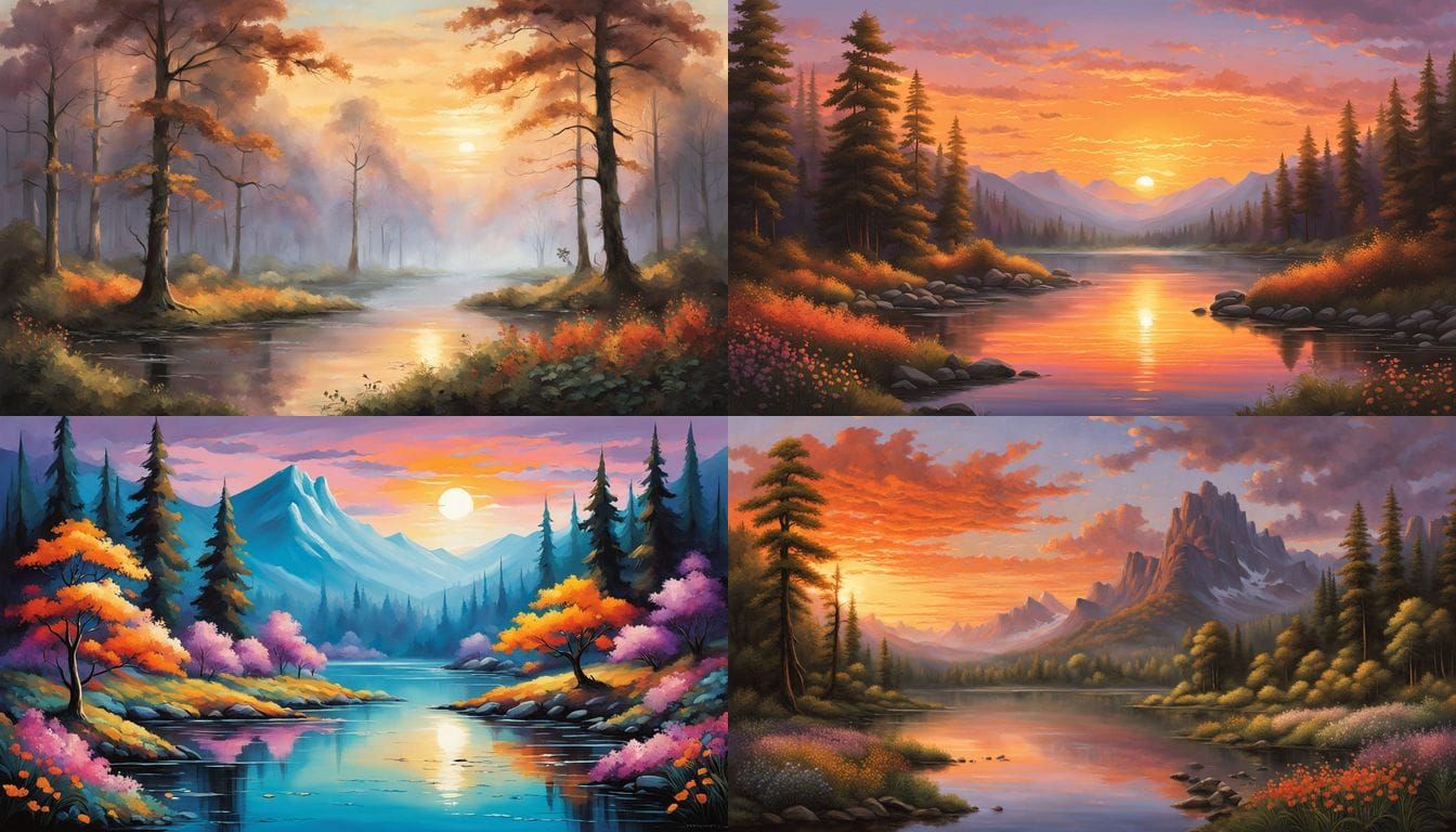 Sunset Forest Serenity in Vibrant Colors